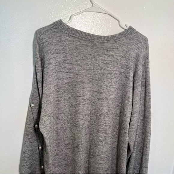 Zara Tunic Sweater Heather Gray Pearl Button Sleeves - Picture 9 of 11